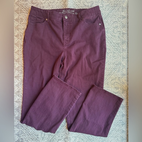 GLORIA VANDERBILT Slimming Effect Rail Straight Leg Jeans - Plum Wine - Size 12 - Picture 2 of 12
